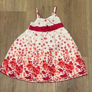 Floral Red and White Kids Dress